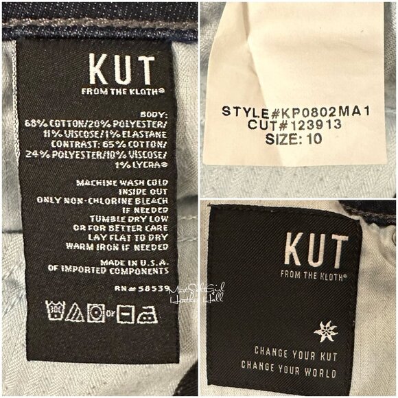 Kut from the Kloth Connie Ankle Skinny Jeans Two-Toned Raw Hem Size 10 - Picture 7 of 7